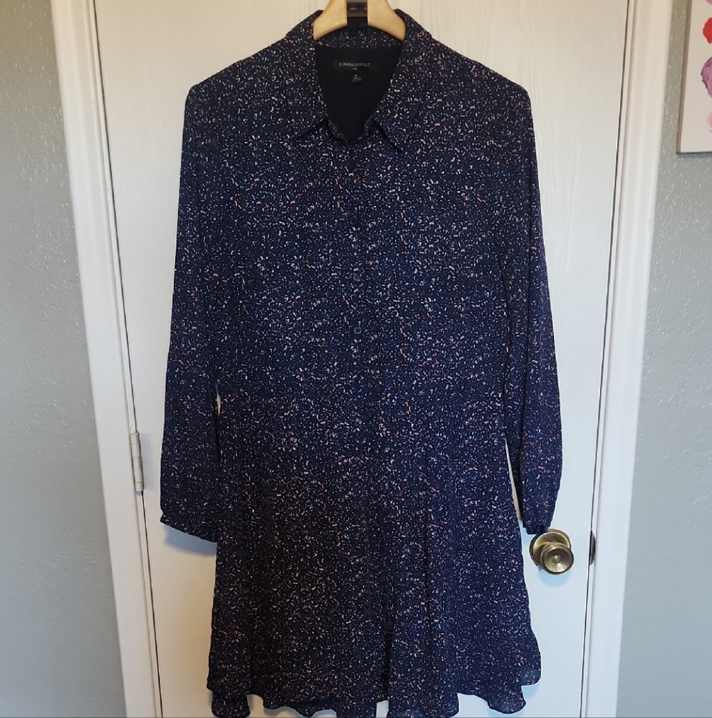 Banana Republic Navy Long Sleeve Dress